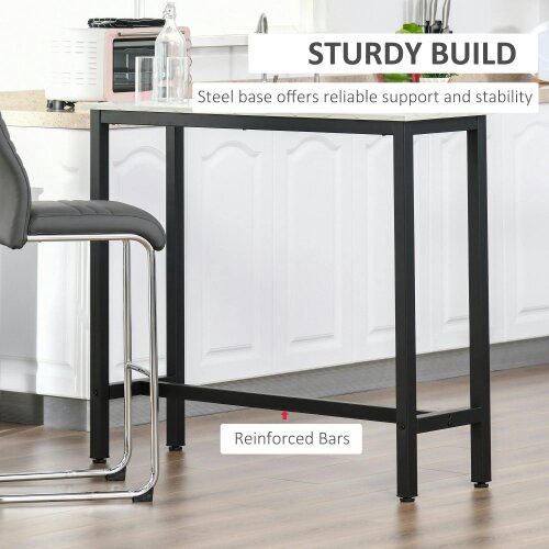 Wyld Haus Nanotti Wooden White And Black Industrial Rectangular Bar Table For Small Spaces