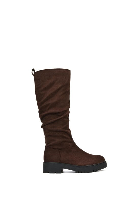 XY LONDON Chunky Sole Slouchy Knee High Boots