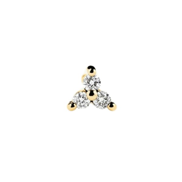 Spero London Lotus Diamond Stud Earring in 14ct Solid Gold - Single