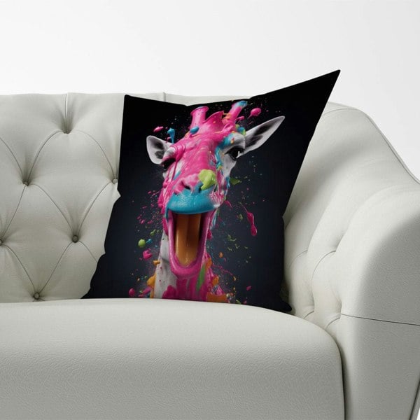 Warren Reed Splashart Giraffe Face Pink Cushions