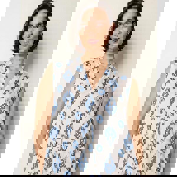 Blue Vanilla Floral Print A Line Dress