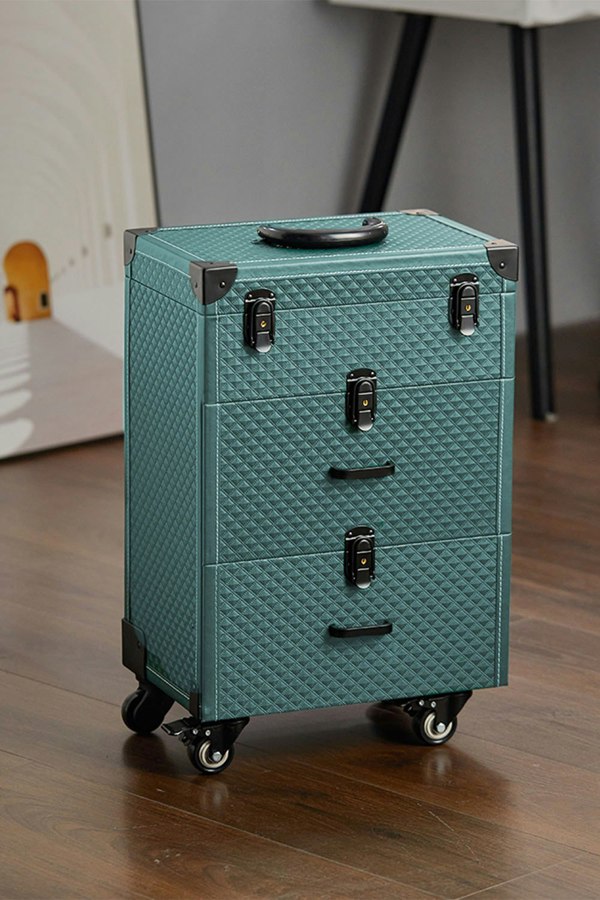 Living and Home 3 in 1 Professional Rolling Cosmetic Train Case Trolley Case Beauty Storage Box for Hairdressing Beauty