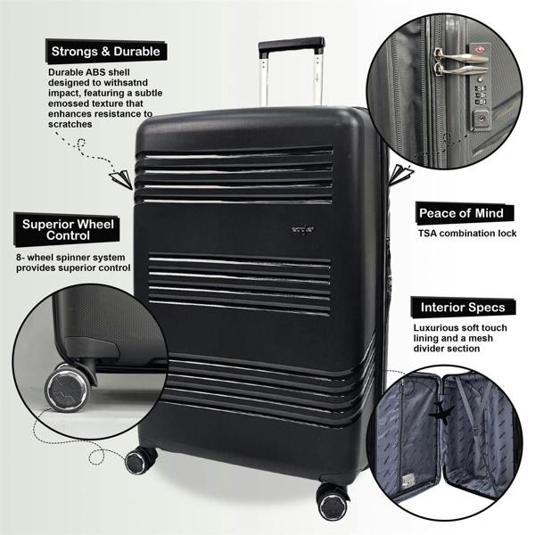 Eagle Luggage Hard Shell Cabin 4 Wheel Luggage TSA Travel Bag