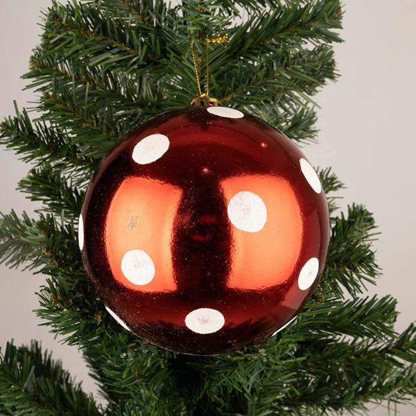 Shatterproof Red and White Polka Dot Christmas Baubles, 60mm Pack Size Options image 1