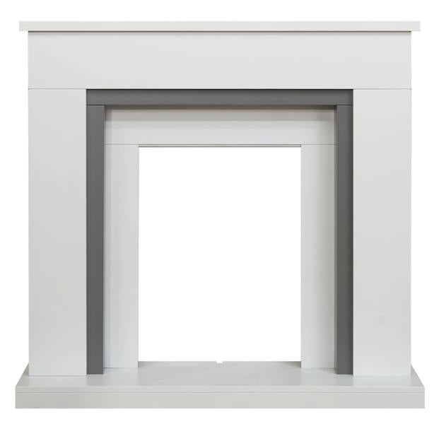 Adam Milan Fireplace in Pure White & Grey, 39 Inch
