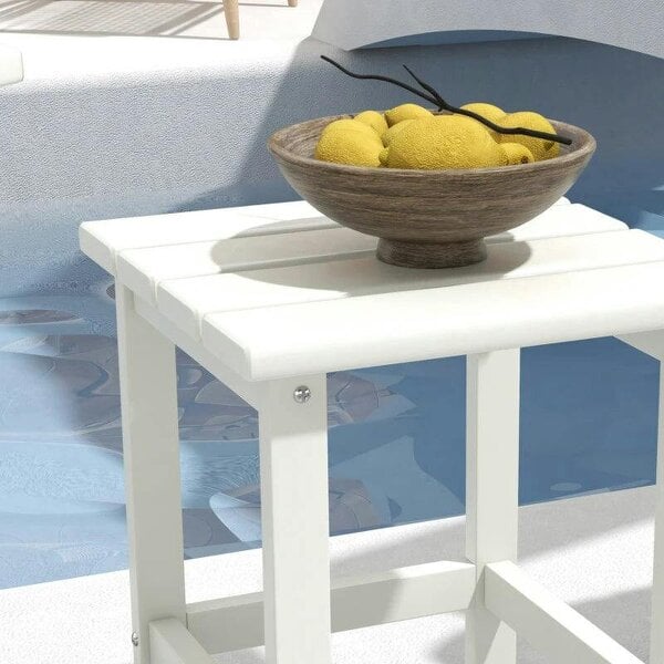 Bobobiy Square Coffee Table, HDPE Tabletop and Frame for Porch, Garden, Side Table, 38 x 38 x 46 cm, White