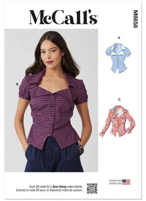McCalls 8658 Paper Sewing Pattern – Women's Top & Shirt, Intermediate