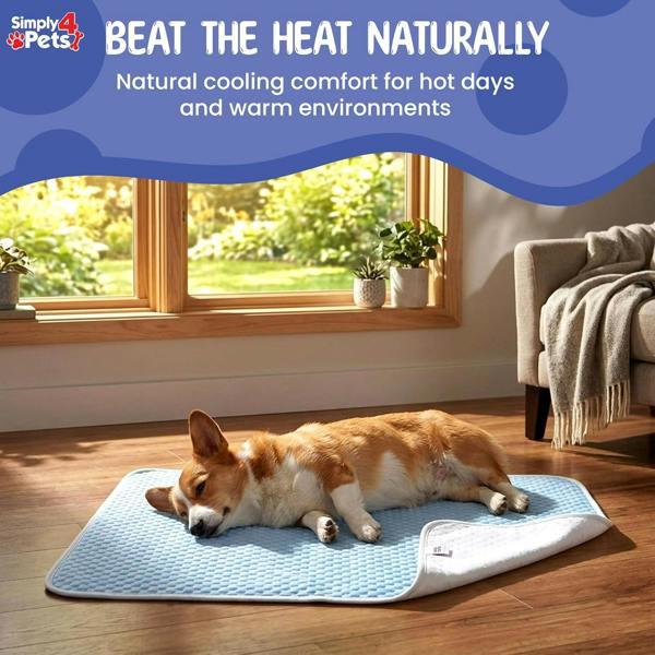Simply 4 Pets Cooling Mat for Dogs & Cats - Breathable Sandwich Mesh Fabric, Foldable Dog Cooling Mat - Non Slip Washable Pet Cooling Bed