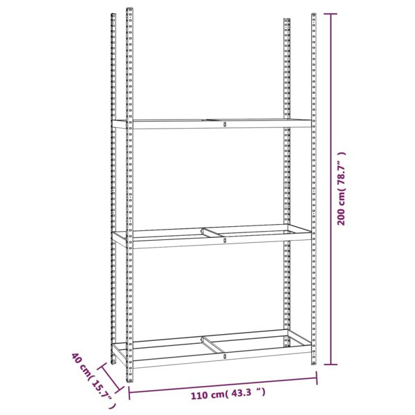 Berkfield 3-Layer Tire Racks 4 pcs Silver 110x40x200 cm Steel