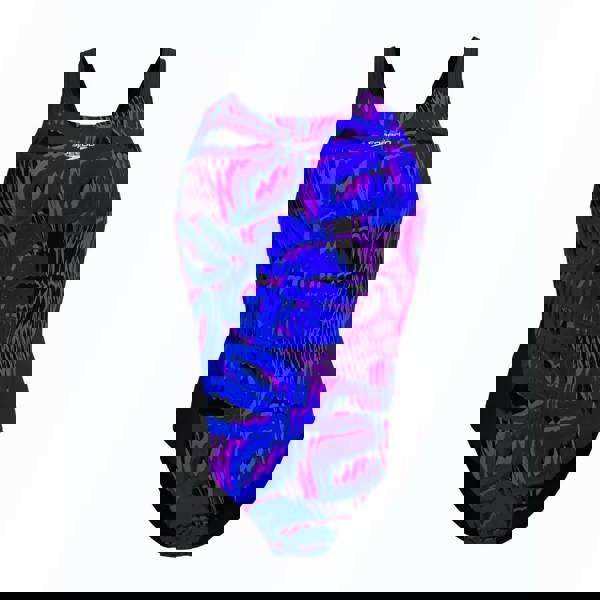 Speedo allover digital recordbreaker swimsuit in blue purple abstract print