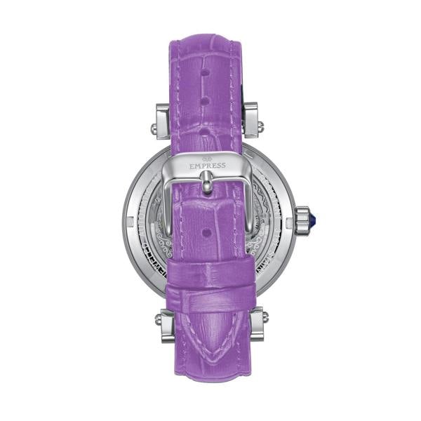 Empress Theodora Automatic Leather-Band Watch - Silver/Purple - EMPEM3703