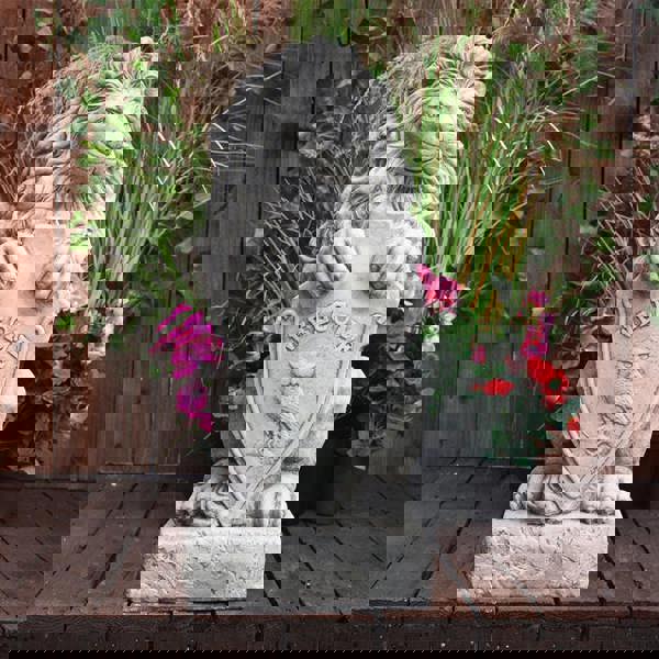 Majestic Gatepost Lion status with Welcome Shield