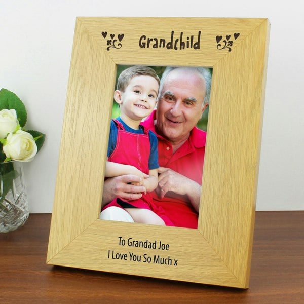 Personalised Memento Company Personalised Oak Finish 6x4 Grandchild Photo Frame