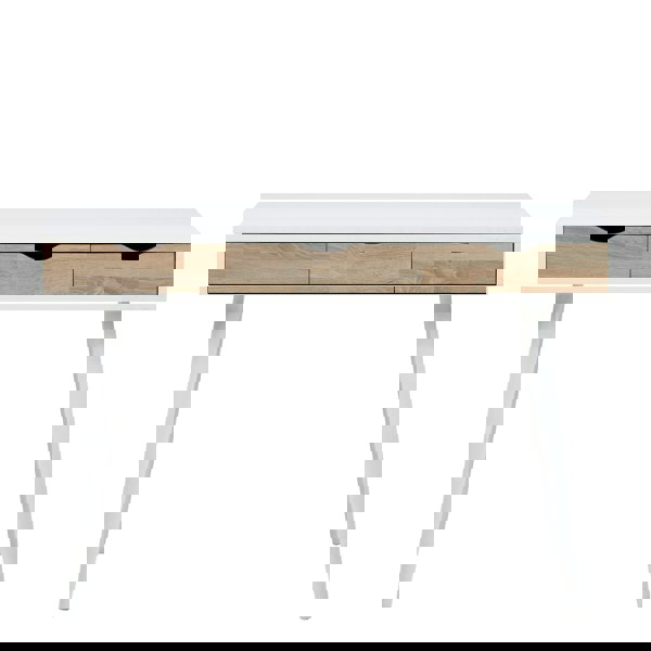 Furniture To Go Neptun 3 Drawer Desk in White with 3 Oak Drawers