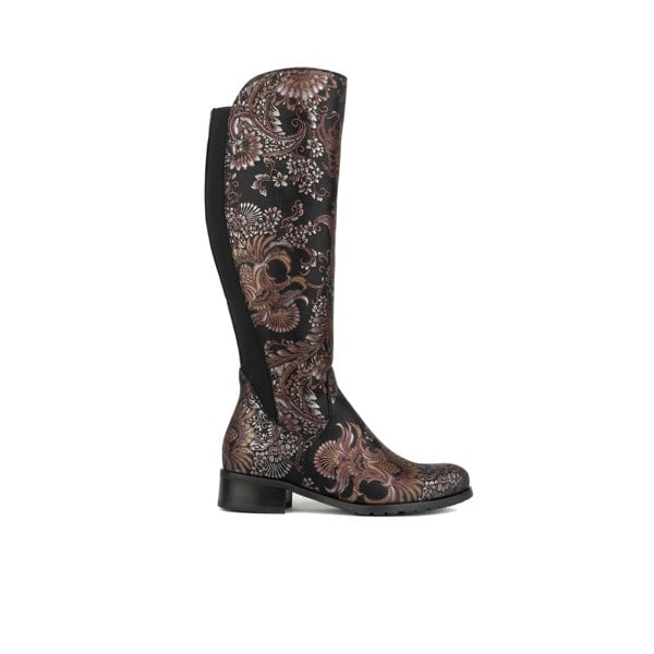 Embassy London Rubix - Black & Burgundy - Women's full length zip long boot