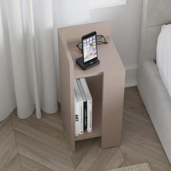 Decortie Elos Bedside Tables Set of 2 Modern Narrow Design with Storage Shelves Right&Left 25x25x60cm