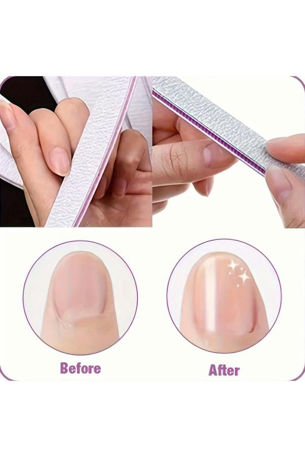 Dyzi 50pcs Nail File Buffer Set 100/180 Grit Double-Sided Half-Moon