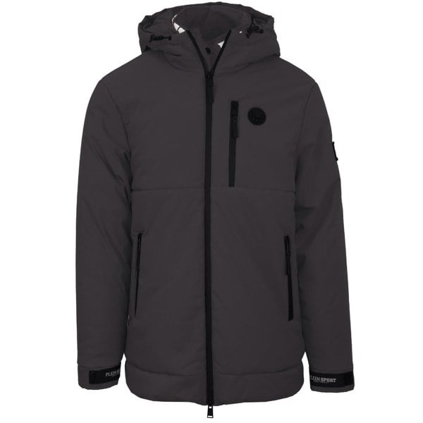 Plein Sport Padded Small Circular Logo Branded Jacket - Grey