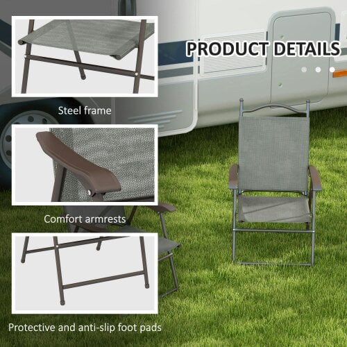 Wyld Haus Rone Bari Set Of 2 Metal Dark Grey Folding Garden Chairs With Fabric Mesh Seats