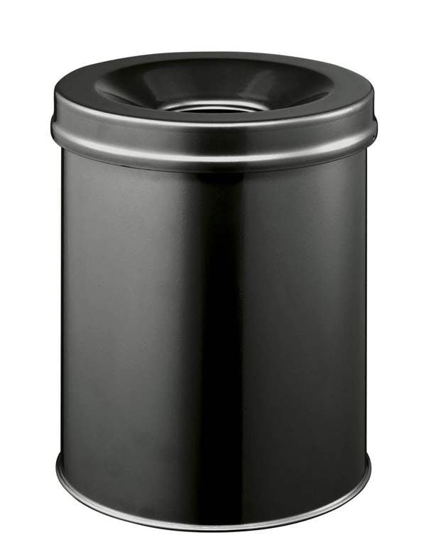 Durable Fire Extinguishing Metal Waste Bin | TUV Certified | 15L | Black