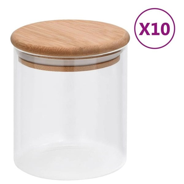 Berkfield Storage Glass Jars with Bamboo Lid 10 pcs 600 ml