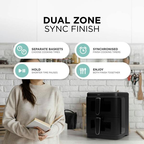 DMD Collective 11L Double Air Fryer with Dual Drawers and 12 Cooking Functions