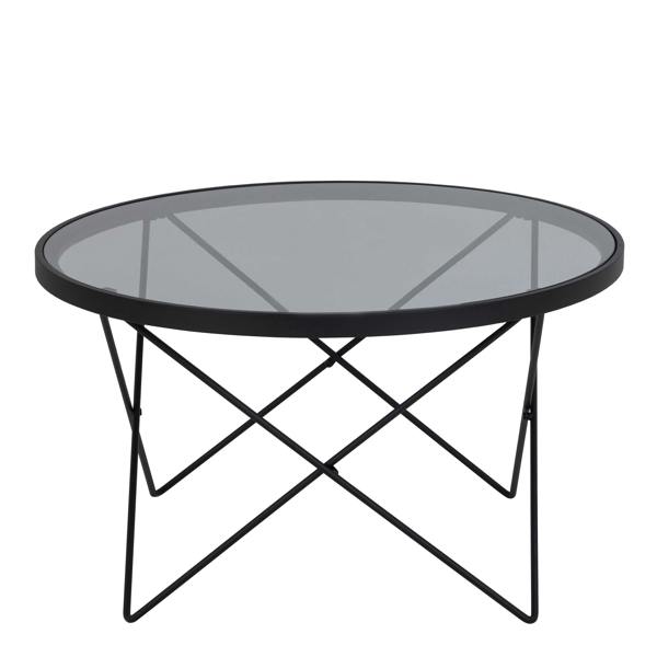 Wyld Haus Klovborg Black Coffee Table with Grey Glass Top