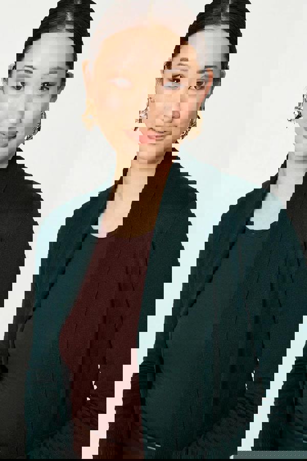 Green | Open Front Longline Relaxed Cardigan