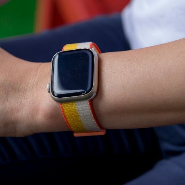 The Colourful Aura Apple Iwatch Watch Dual Colour Nylon Strap Band For Series 7 6 5 4 3 2 & SE - Yellow White