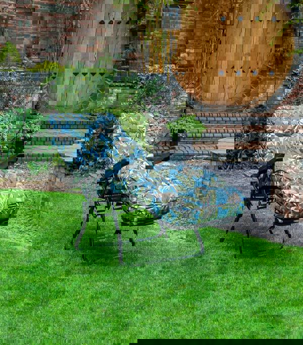 Deluxe Garden Relaxer REPLACEMENT CUSHION ONLY (pattern options available) (H) 99cm x (W) 58cm x (D) 73cm Tropical Blue The Garden Furniture Shop