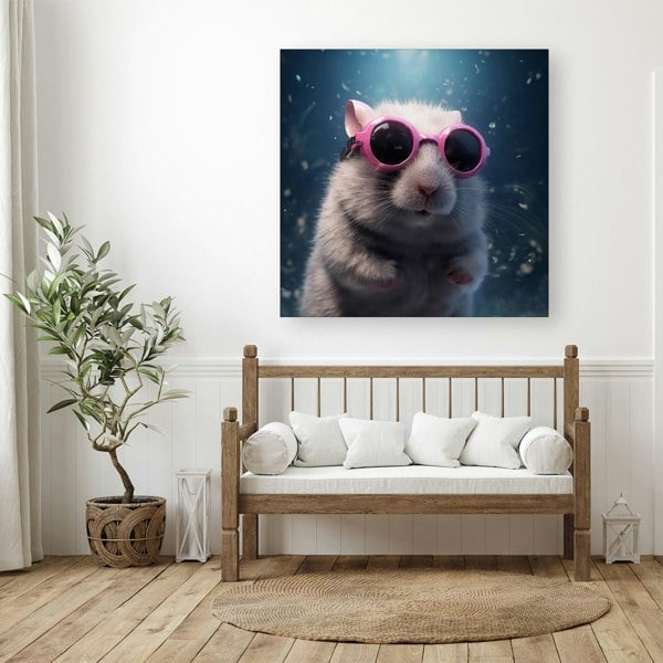 Warren Reed Splashart DoorMouse with Pink Glasses Canvas