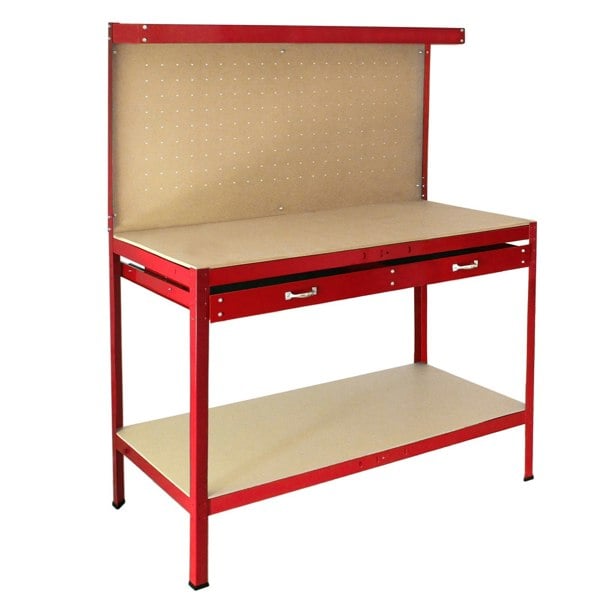 Monstershop Workbench with Pegboard and Drawer - Red