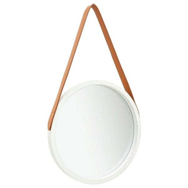 Berkfield Wall Mirror with Strap 40 cm White