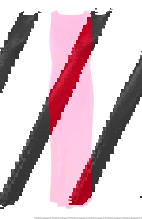 Rewritten London Paris Midi Dress in Red Satin