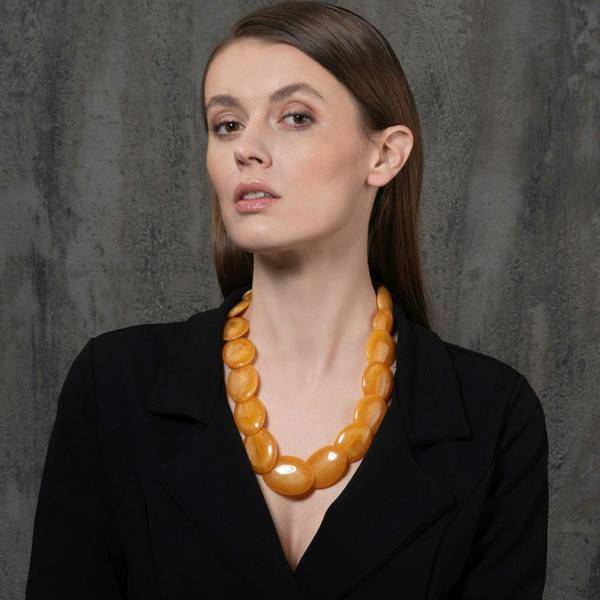 Long Yellow Chunky Statement Necklace for Women - namana.london