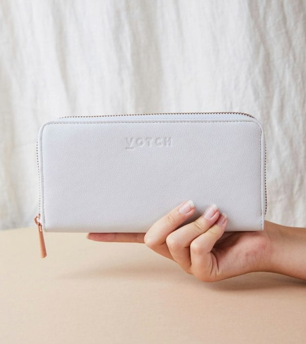 Votch AppleSkin Light Grey & Rose Gold Purse | Classic Essentials