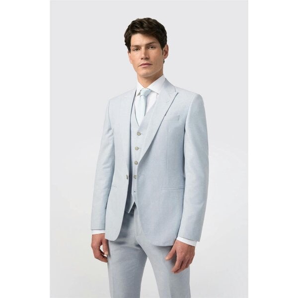 Alexandre Silver Alexandre Tailored Fit Soft Blue Linen Jacket