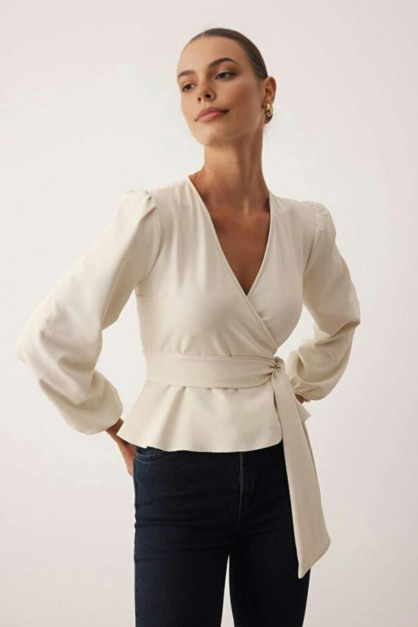 WOVCOR Woven Blouse with Tie Detail