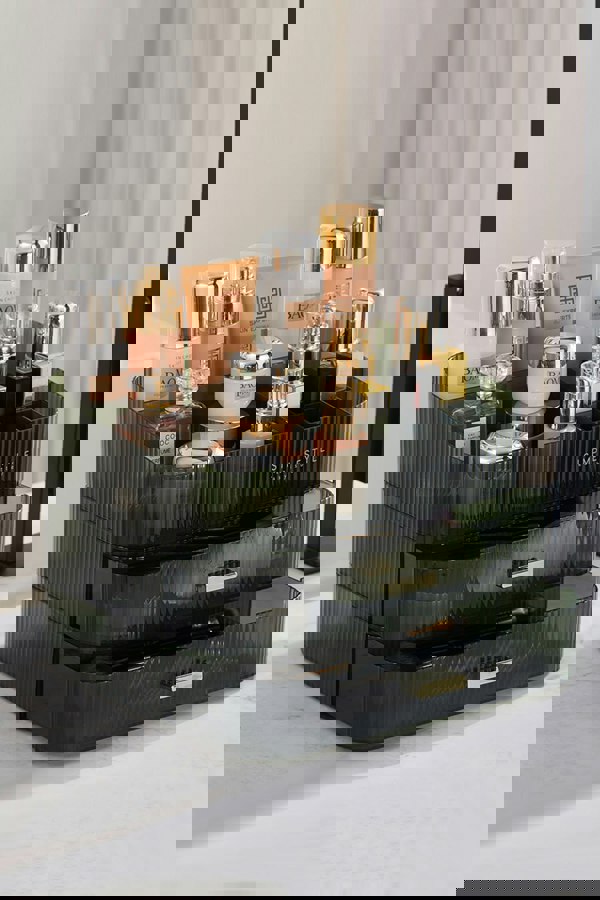 Living and Home Clear Desktop Makeup Organizer Cosmetic Case Storage Skincare Display Box with Drawers