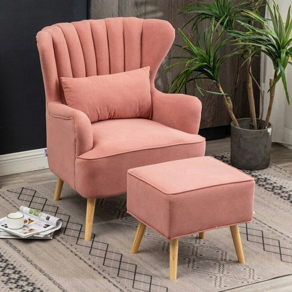 Occasion Frosted Velvet Wingback Armchair and Footstool Wingback Chairs Living and Home