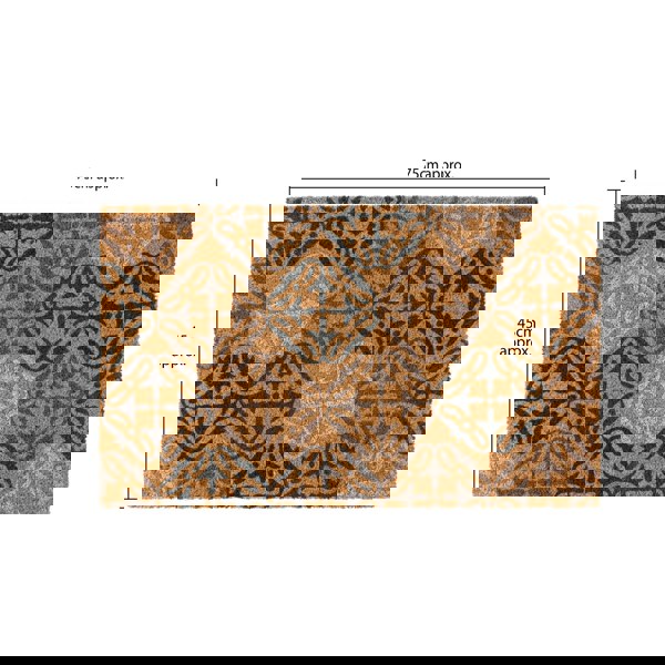 JVL Eco-Friendly Latex Backed Coir Entrance Doormat, 45x75cm - Tiles