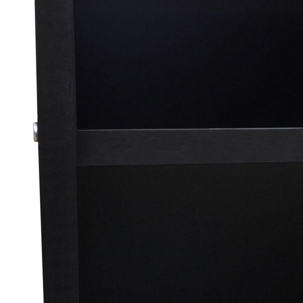 Sleek black A1200 retail shop counter featuring a smooth finish and sturdy construction, ideal for modern retail environments