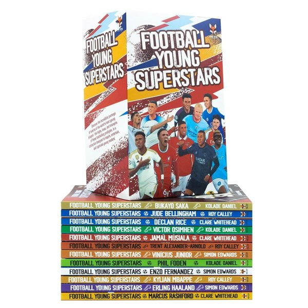 Football Young Superstars 12 Book Set: Jude Bellingham, Marcus Rashford, Phil Foden Saka & more