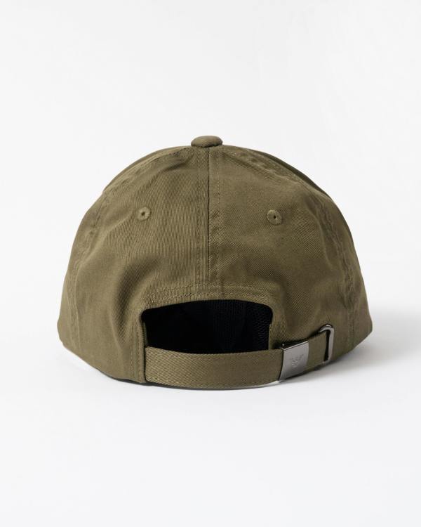 back of Emporio Armani Mens Cap with Eagle Logo in Dark Olive