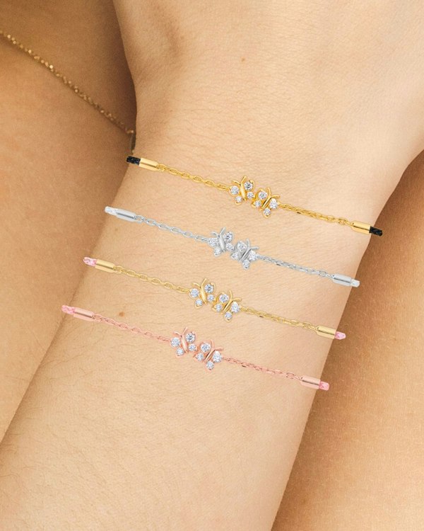 BLOOMTINE | Enchanting Flutterfly™ (Butterfly) Sterling Silver Silk Cord Bracelet