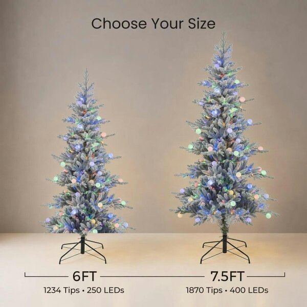 Outdoor Living Aurora Winter Glow Flocked White Multi-Colour Christmas Tree
