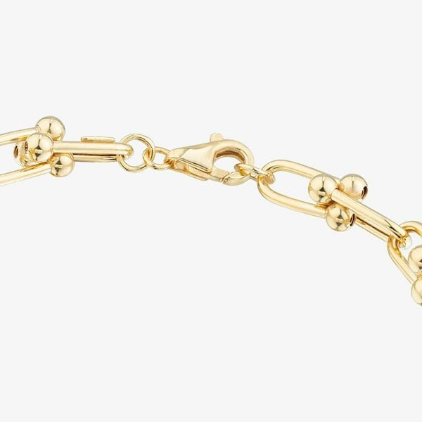 T. H. Baker 9ct Yellow Gold 7.5 Inch Fancy Ball Bar Chain Bracelet HTLC-600-9Y-7.5