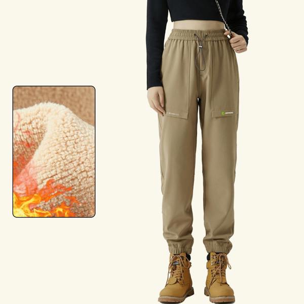 Anniou Women Outdoor Hiking Pants - Thick-Khaki