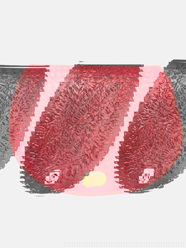 Berber Leather The Temara Embossed Saddle Bag in Red