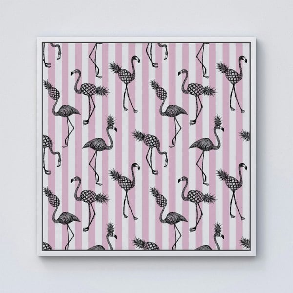 Warren Reed Pineapple Flamingo Framed Canvas